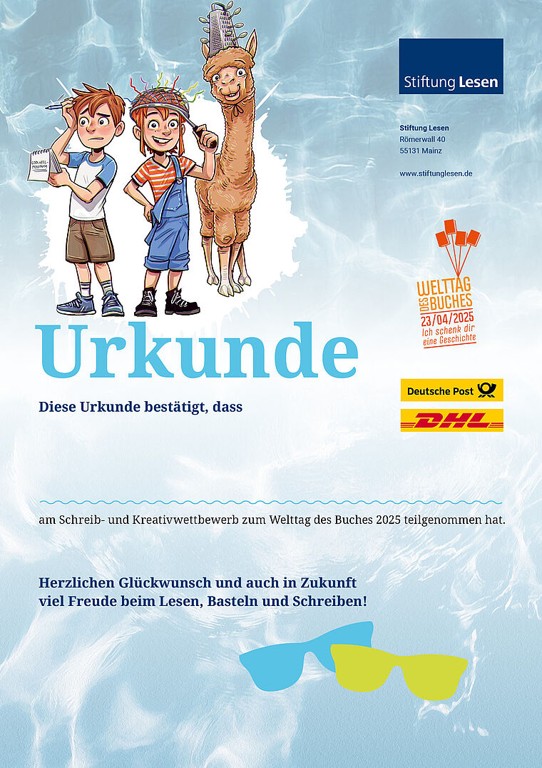Teilnahmeurkunde Variante 1_Motiv aus dem Welttagsbuch
